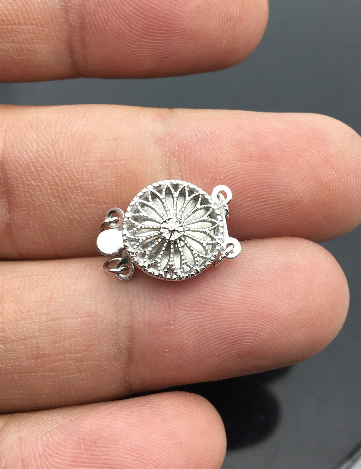 11.5mm Two Rows 925 sterling silver flower clasp, 2 strand clasp, push-in pearl clasp,necklace clasp,fashion jewelry findings, ASL-CL-016