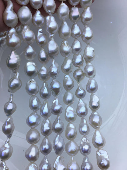 15.5'' AAA 9-11mm White flame ball pearl,FL15-3A-7-31