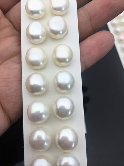 Rare!AAA 12-12.5mm High Luster White baroque button freshwater pearls,round button pearl pairs,pearl earring,pearl stud,BTN12-2A-4