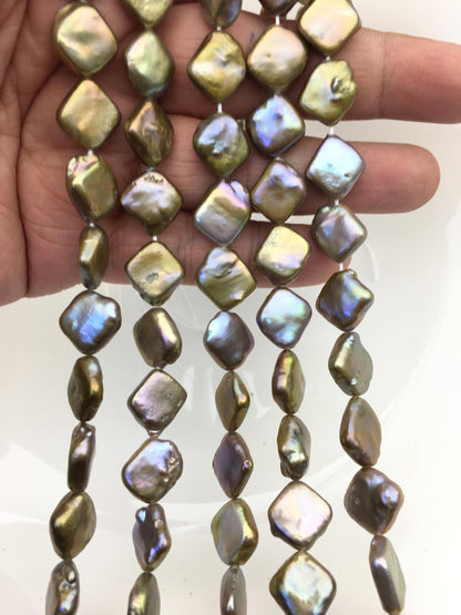 AA+ 10-14mm bronze square Shape Freshwater Pearl,ZS-113-3