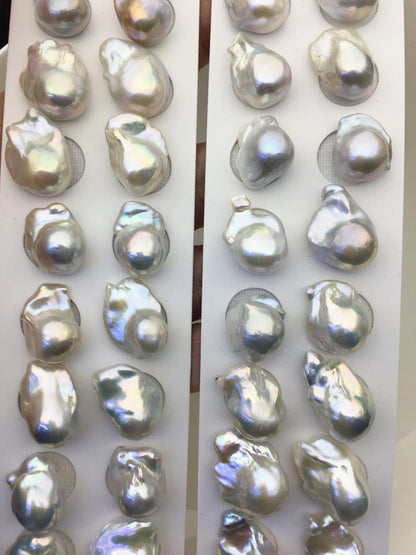 5 pairs AAA- 12-15mm White Flameball Pearl Pairs,no hole,Baroque Cultured Freshwater Pearl,flameball pearls,FL15-3A-13