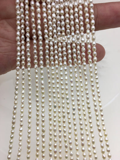 AAA 2.5-2.7x3.6-4.9mm white rice pearls,oval loose pearl beads,diy pearl,genuine pearl,Cultured pearl,diy pearl beads,LR2-3A-23