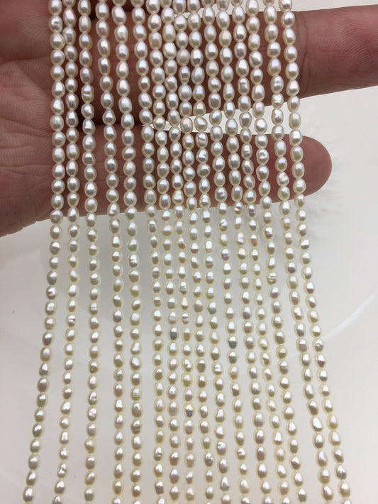 AAA 2.5-2.7x3.6-4.9mm white rice pearls,oval loose pearl beads,diy pearl,genuine pearl,Cultured pearl,diy pearl beads,LR2-3A-23