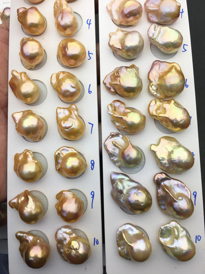 1 pair AAA 13-15mm Natural pink peach Rainbow Flame ball Pearl Pairs - large Baroque freshwater pearl pairs,Fire Ball Pearl,FL15-3A-8-27