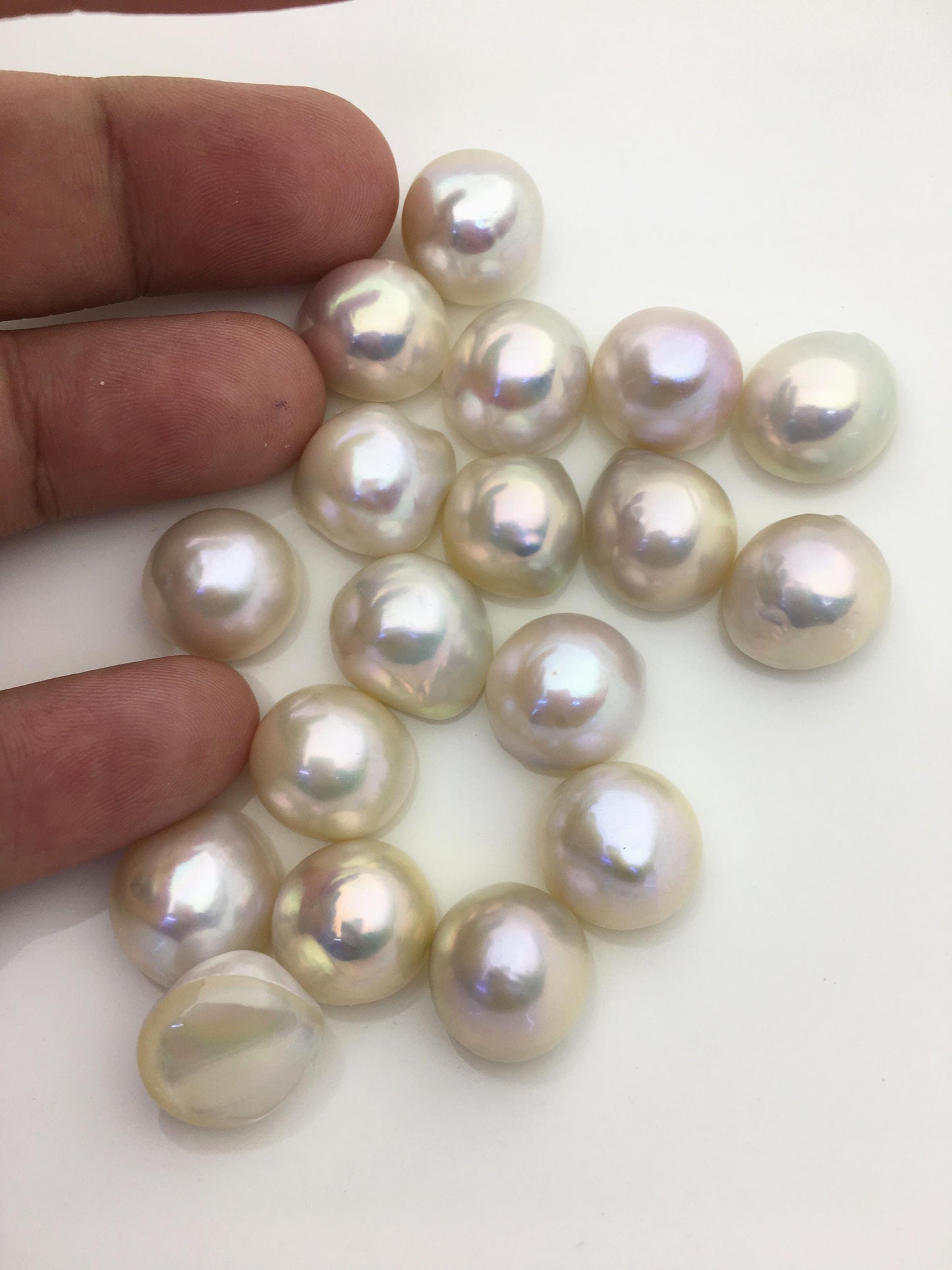 18pcs AAA 14-15mm white Baroque Mabe Freshwater Pearls,no hole,MB-T15
