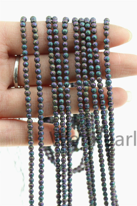 Hematite rainbow matte,3mm Round Beads,AAA, 138pcs,15.5 inches,G50-R3-004