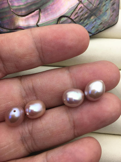 2 pairs AAA 10mm Deep Purple Nugget baroque loose pearl pairs for dangle earrings - 0.9mm top half hole - ZS-103-37-53