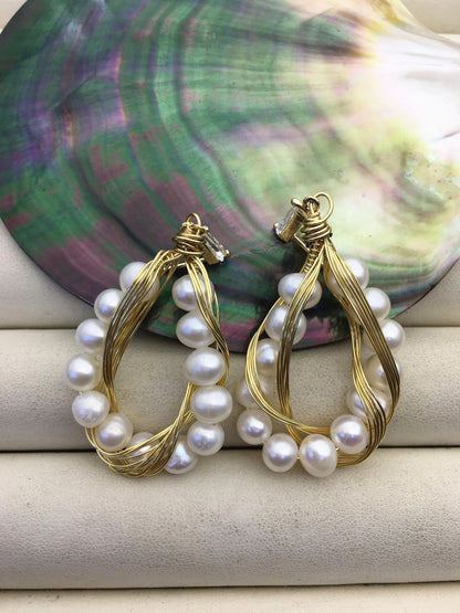 white pearl hook earrings,earring with white baroque Natural Pearl,SE3-120-3