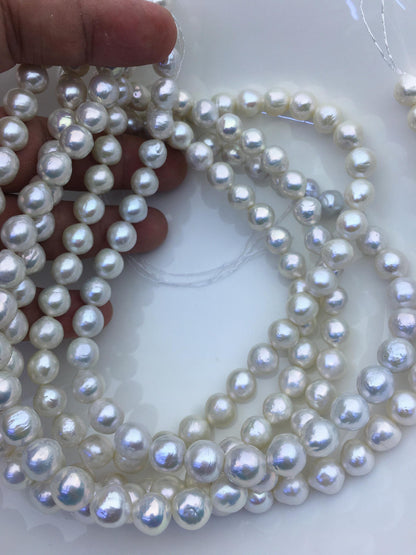 AA+ 9-11mm white baroque near round freshwater pearls,large hole,Birthday,Graduation, mother day pearl gift,RP10-2A-6