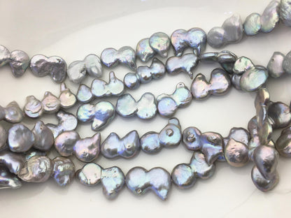 16'' AA+ 12-15mm Gray Big Coin freshwater pearls,diy bead,flat round pearl bead,COIN12-2A-2-7