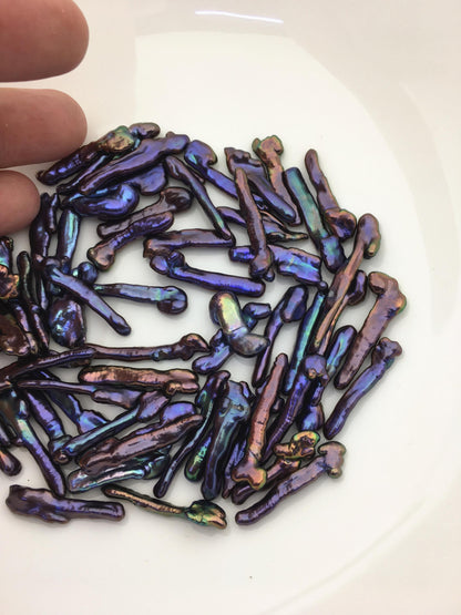 62pcs AAA 3-7mm black blue biwa keshi Freshwater Pearls, no hole,ZS-80-1-29