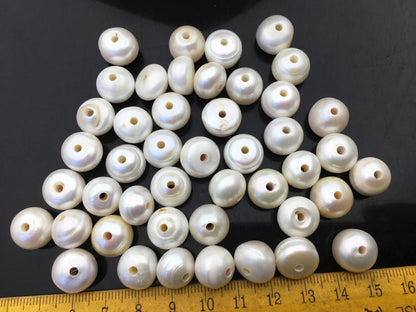 20pcs AA+ 12-13mm Big white button round freshwater pearls,2.2mm large hole,Rondelle pearl Beads,loose freshwater pearl,SM12-2A-3
