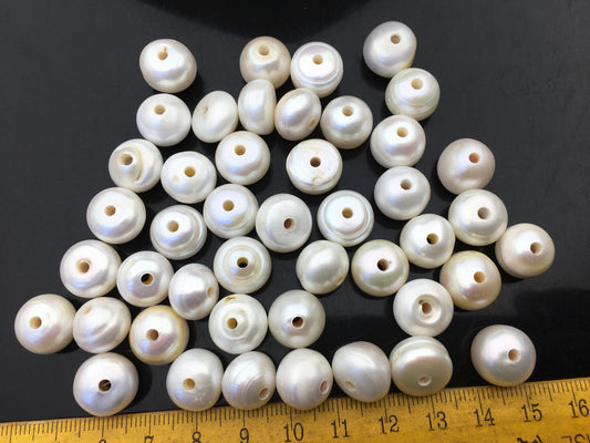 20pcs AA+ 12-13mm Big white button round freshwater pearls,2.2mm large hole,Rondelle pearl Beads,loose freshwater pearl,SM12-2A-3