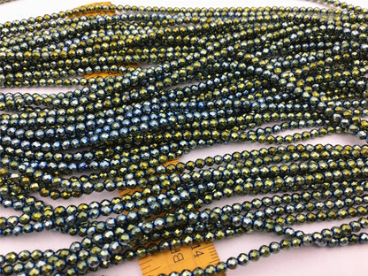 Hematite Green Rainbow,4mm Round Beads,AAA,105 beads,15.5 inches,G50-R4-006