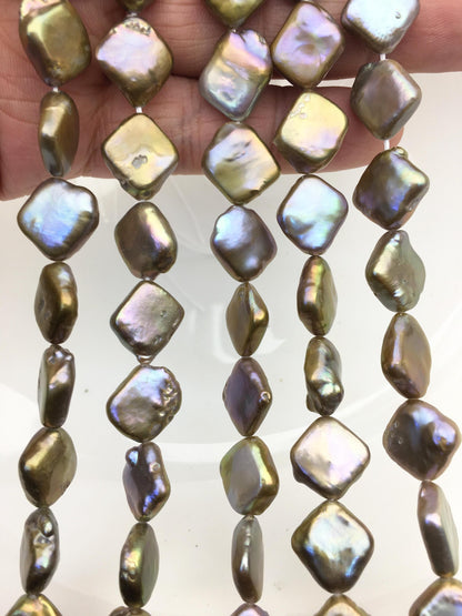 AA+ 10-14mm bronze square Shape Freshwater Pearl,ZS-113-3