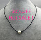 12mm Very Big Rice Pearl Leather Choker Necklace,Pearl Leather Necklace,freshwater rice pearl necklace,pearl leather choker,Le1-073