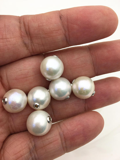 1pc AA+ 11-15mm Sterling Silver White Round Edison Pearl Pendant,NC1-011