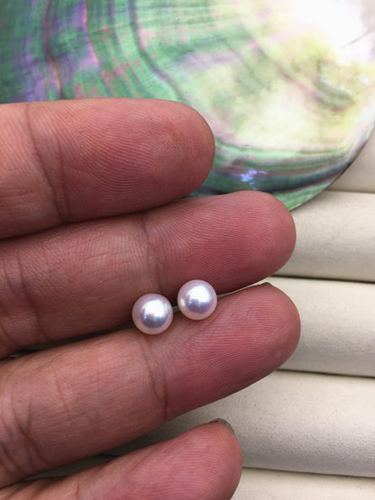 AAA+ 14k goldfilled 6.5-7mm White Round pearl stud earrings,18k Gold-Bridal Earrings-Wedding Jewelry-Birthday gift,SE3-147
