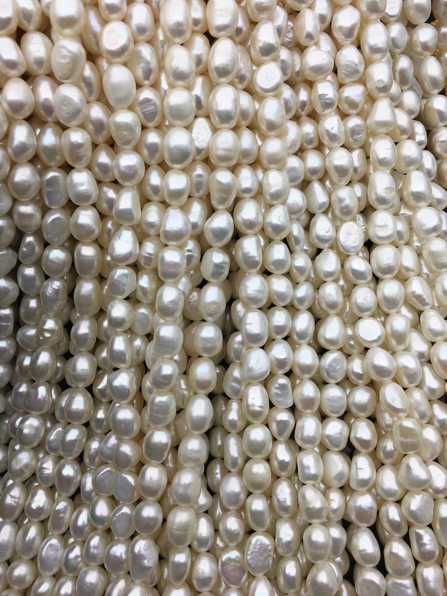 AAA- 7.4-8.4mm white nugget freshwater pearls,white cultured freshwater baroque pearl bead string,LM8-3A-12