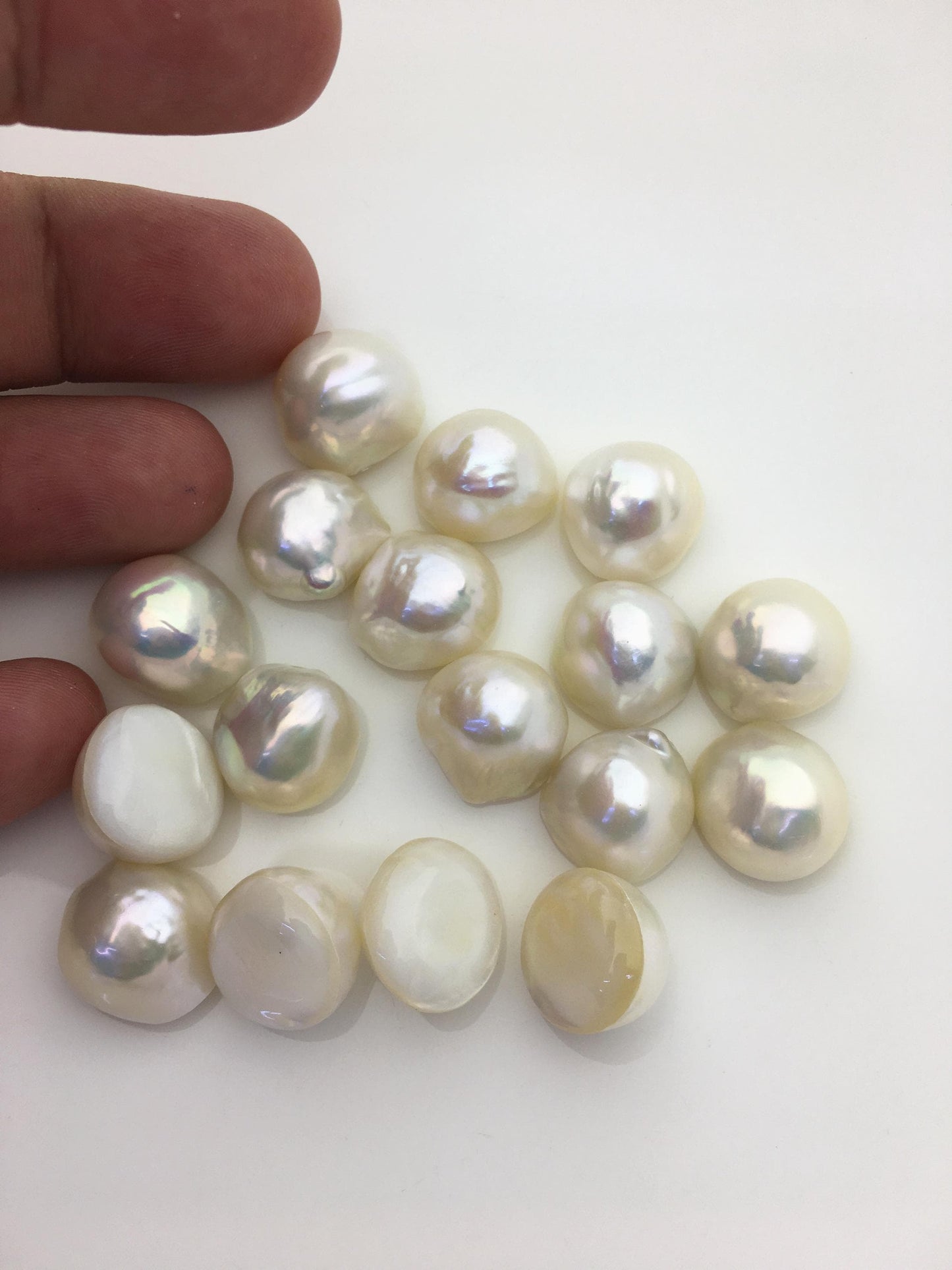 10pcs AAA 14-15mm White Baroque Mabe Freshwater Pearls,no hole,MB-T35
