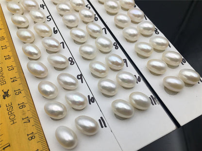 AAA 10mmx12.5-15mm white LONG rice freshwater pearls,tear drop pearl earrings,dangle pearl earrings,white rice pearls, custom hole,LR10-3A-9