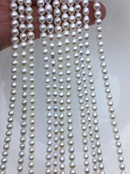 AAA 4-4.5*4-6mm white rice freshwater pearls,LR4-3A-41