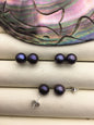 1 pair AAA 8-8.5mm Deep Blue Round Pearl Stud Earrings,Sterling Silver,Wedding,classic pearl studs,SE1-T47