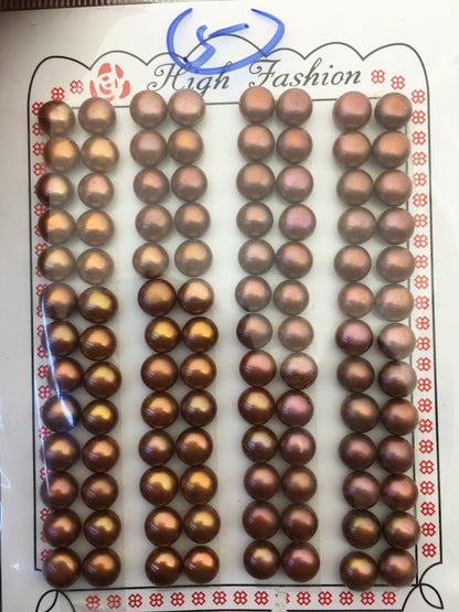 52pairs AAA 6.5-7mm Brown Button Round pearls pairs,for design for stud earrings,BTN6-T1