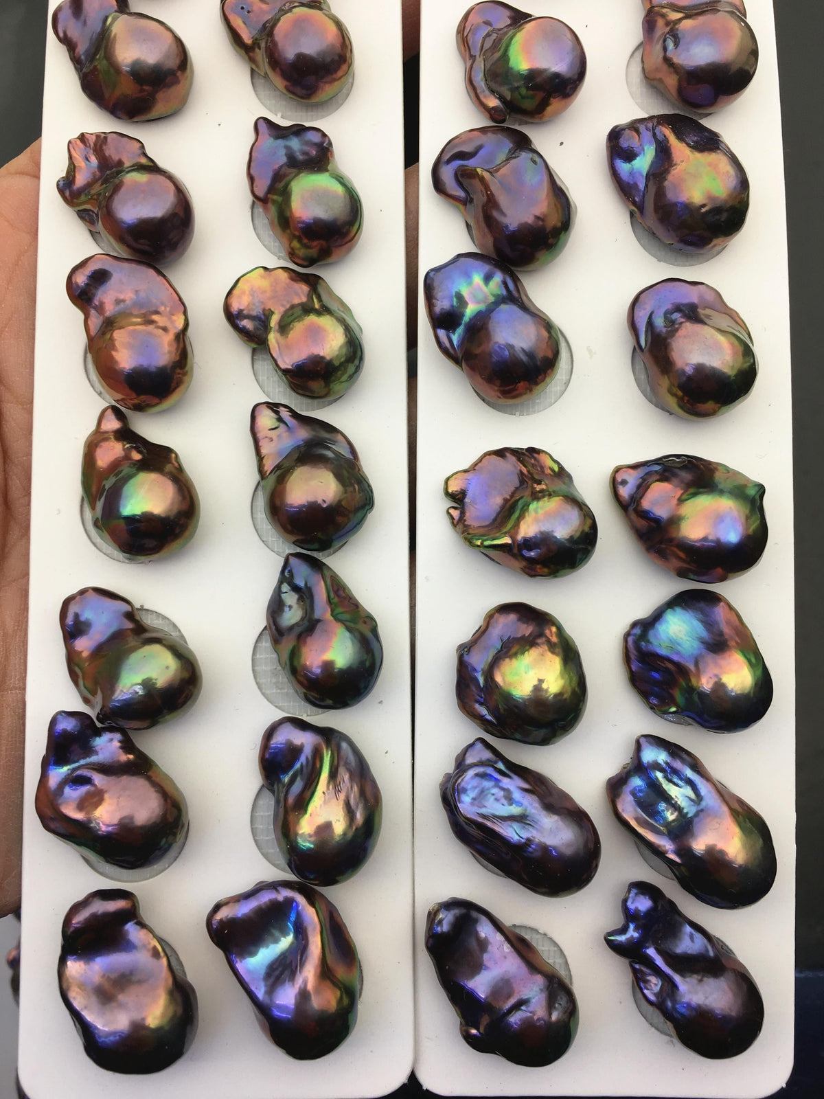 10pairs AAA/AA+ 12-16mm Black Rainbow Flame ball Pearl Pairs,0.9mm top half hole,FL15-3A-8-1