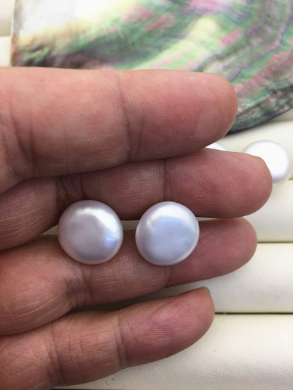 1 pair AA+ 15-16mm huge Coin Fresh Water pearl stud earrings,S925 Sterling Silver,SE3-186-3