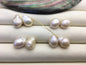 3 pairs AA+ 10-12mm White Nugget Freshwater Pearl White loose Beads Pair,0.9mm top half hole,ZS-103-37-51