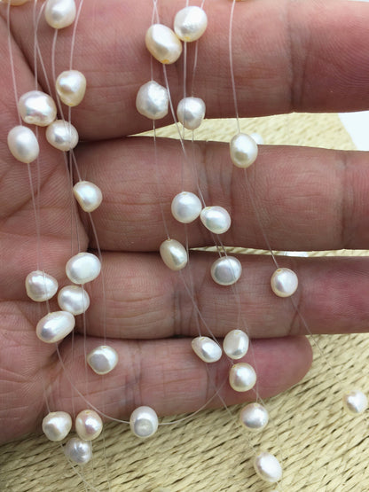 AAA 6-7mm floating necklace,illusion necklace,multistrand necklace,multistrand necklace,peach pearl necklace,NPN3-002