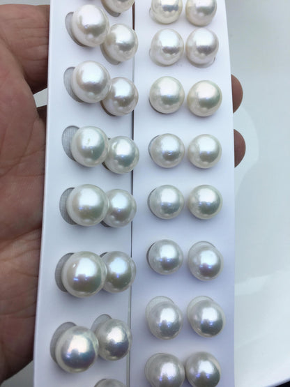 5 pairs AA+ 11-12mm white round freshwater pearl pair,no hole,RP11-3A-9