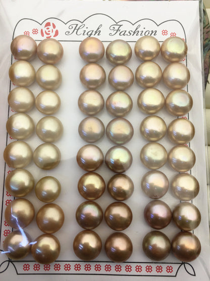 2 pairs AAA 10.5-11mm Brown button round freshwater pearls,pearl earring,pearl stud,BTN10-T1