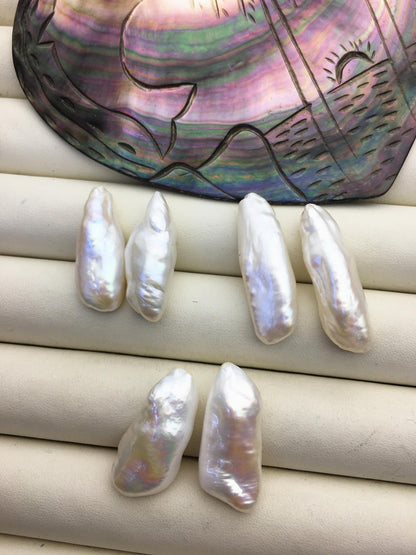 2 pairs AA+ 10-13mm Big Thick White Biwa keshi pearls Pairs,for make dangle earrings,baroque pearl,loose pearl beads,ZS-127-36-6