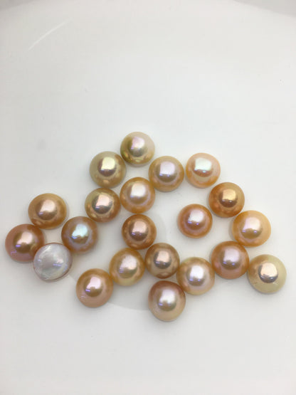 21pcs AAA 12-13mm Baroque Mabe Natural Orange Rainbow Freshwater Pearls,no hole,MB-T52