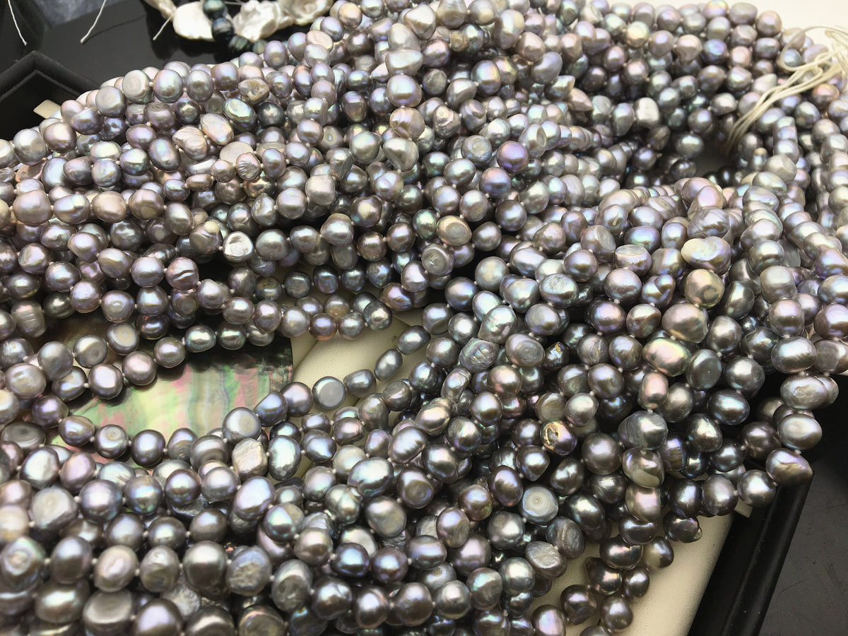 34inches AA 8-9mm gray nugget pearl Necklace,Wedding Necklace,Mothers Day,Happiness,wholesale,NPN1-067