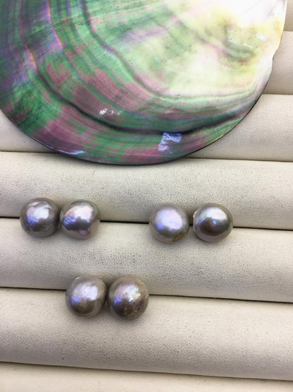 5pairs AAA 11-12mm Gray Bronze baroque edison freshwater pearl Pair,half hole,ED11-3A-2-32