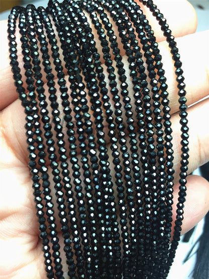 AAA 2mmx2mm Very High Luster Black Spinel Round Faceted, 15.5 inch,one strand,Semi Precious stone,SP-R2-002