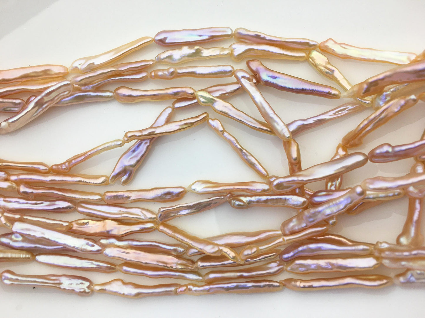 15.5'' AAA 4-6mm natural orange rainbow Toothpick pearls,ZS-80-25-12