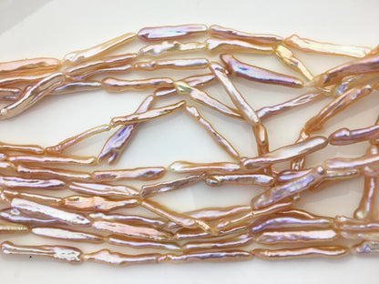 15.5'' AAA 4-6mm natural orange rainbow Toothpick pearls,ZS-80-25-12