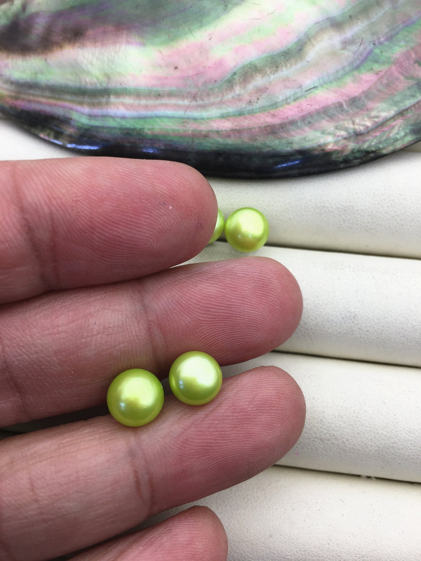 AAA 8-8.5mm green pearl stud earrings,Sterling Silver,SE1-T16