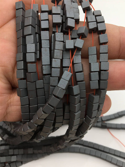 Hematite,2x2mm/3x3mm/4x4mm Scrub cube square Beads,AAA, 15.5 inches,G50-CU22-008