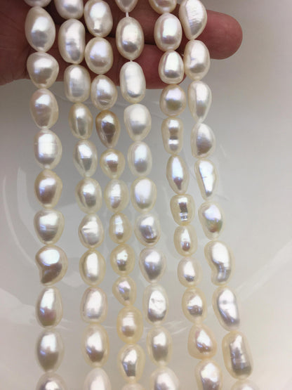 AAA 9.4-10.4x11-14mm white long nugget freshwater pearls,cultured freshwater baroque pearl bead string,LM10-3A-5