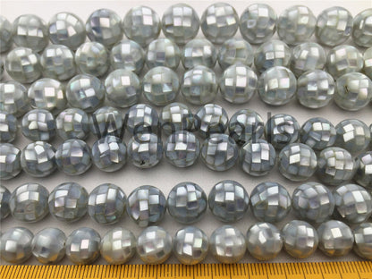 4pcs 10mm/12mm/14mm/16mm Gray Mosaic Shell Beads,grey color,GSHE-001-6