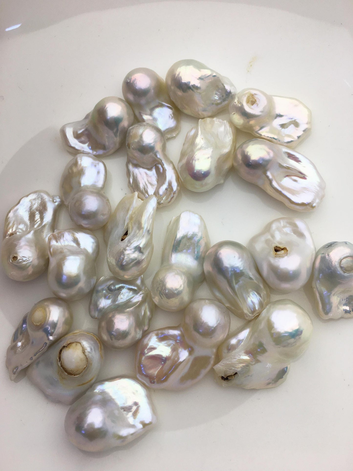 10pcs A+ 13-15mm White Flame ball Pearl - no hole,FL15-T5