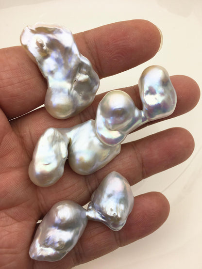 4pcs AAA/AA+ 16-21mm baroque white Flame ball Pearl - no hole,FL15-T4-50