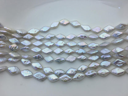 AAA 9-10x13-15mm White diamond Shape Freshwater Pearl,ZS-103-1