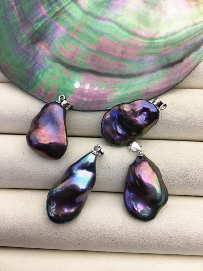 1pc AAA 13-16mm Black Rainbow Baroque Coin Baroque pearl pendant,NC1-T16-63