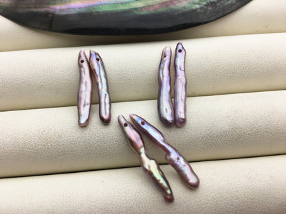 AAA- 3-5x18-25mm Purple Toothpick pearls Pair,for make dangle earrings,1.0mm side hole,ZS-127-62-36